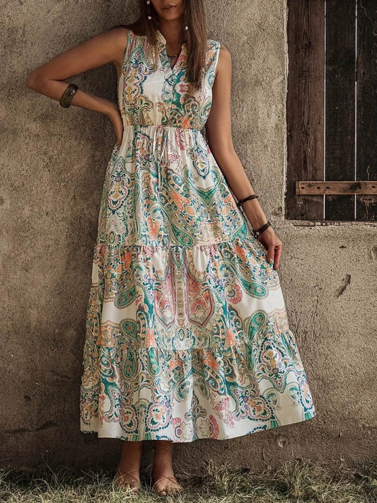 Printed Notched Sleeveless Dress Trendsi 17260067-d59f-4e0b-b7f8-e83780d65cd5-Max-Origin