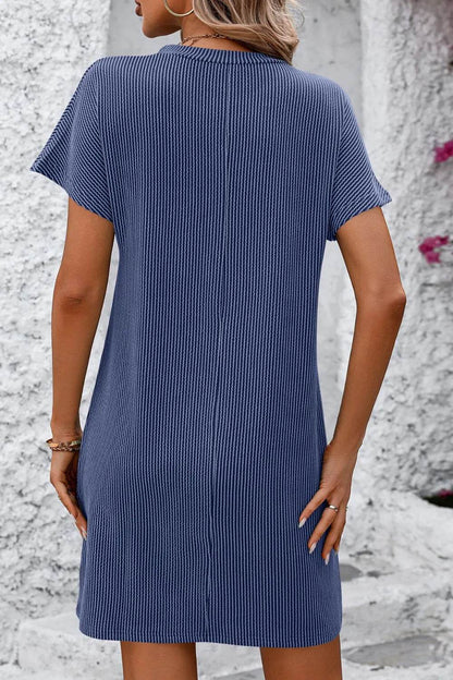 Mandy Ribbed Striped Short Sleeve Mini Tee Dress Trendsi 17327928-71a2-410e-9255-4ffe5c8c28e6-Max