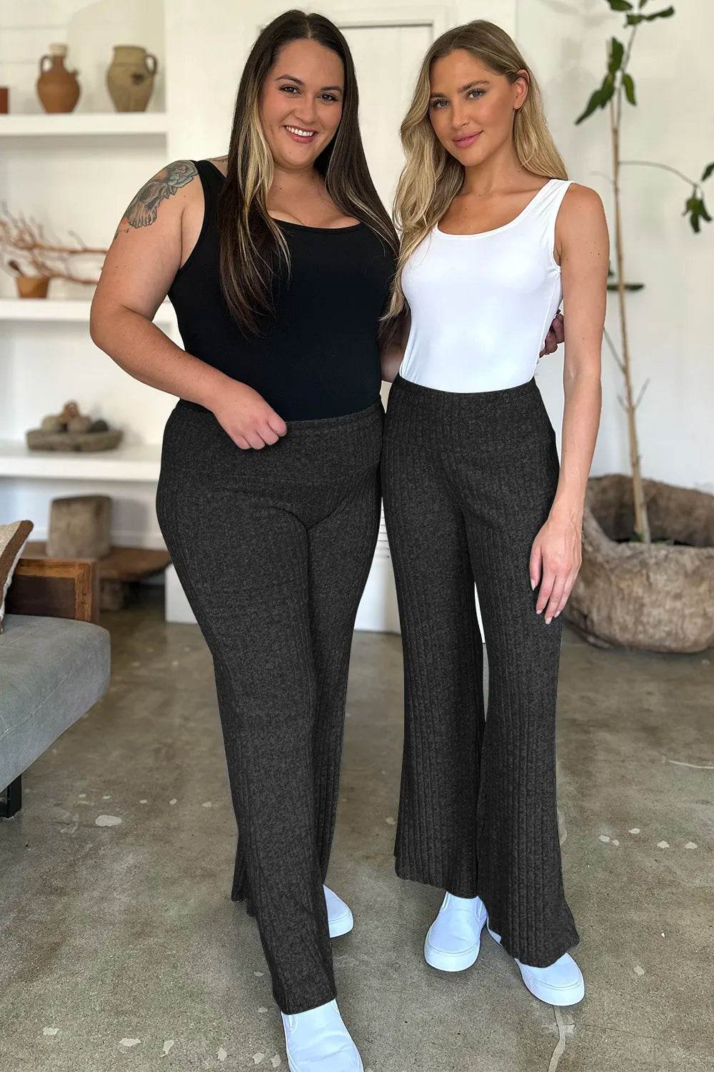 FAM-FAM Ribbed High Waist Flare Pants Trendsi 1742cf85-a029-4341-8b22-e59d6208f235-Max