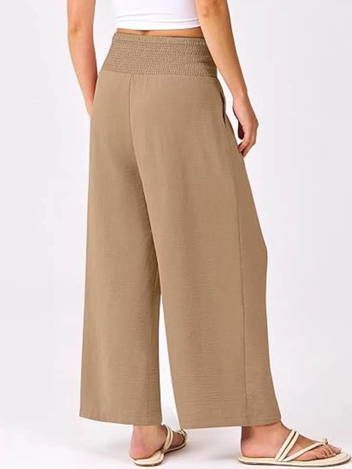 Wide Leg Smocked High Waist Pants Trendsi 1766850b678b452189d233e36b462d1a-Max-Origin