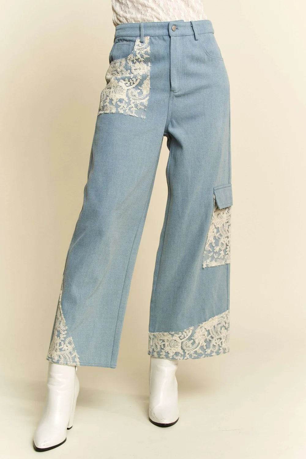 Davi & Dani Lace Applique Wide Leg Jeans Light Trendsi 1772dec4-1fc3-4c1e-80ad-ed3375db15bb-Max