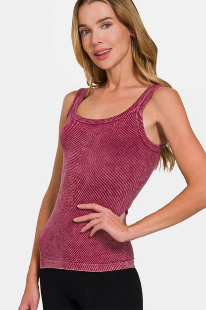 Zenana Ribbed Scoop Neck Tank Burgundy Trendsi 177d9789-9dfe-47ff-9fd1-0468c84044e1-Max