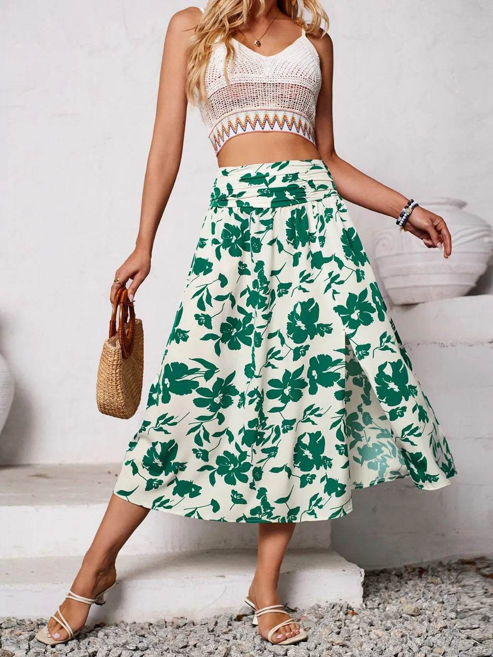 Slit Printed Midi Skirt Trendsi 17958bc0-2207-494d-9d03-cd0697215d41-Max