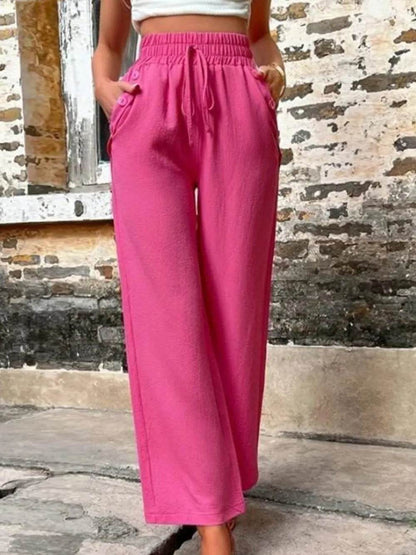 Tied High Waist Wide Leg Pants with Pockets Cerise Trendsi 17b88810-4c99-45fa-90c3-0e0433c5f789-Max