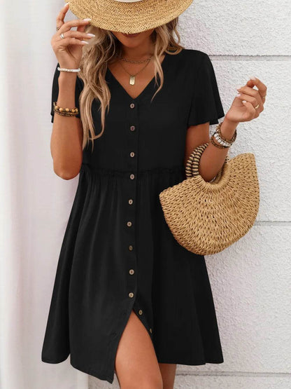 Button Front Flutter Sleeve Dress Trendsi 17c16e17-00fd-4ece-ae15-ae04ef51ed09-Max