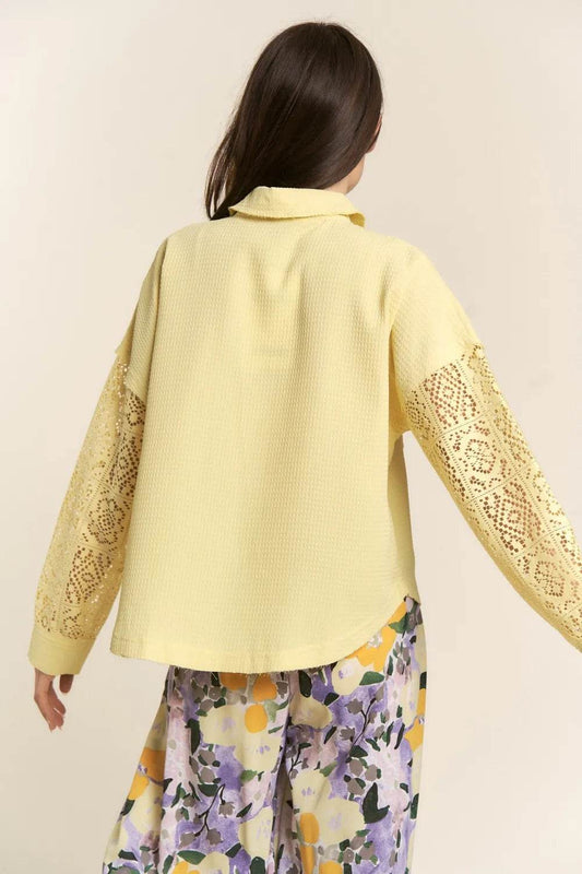 J.NNA Button Down Lace Long Sleeve Waffle Shirt Trendsi 17dcb879-c122-4cf0-9d37-ab1ee34da403-Max
