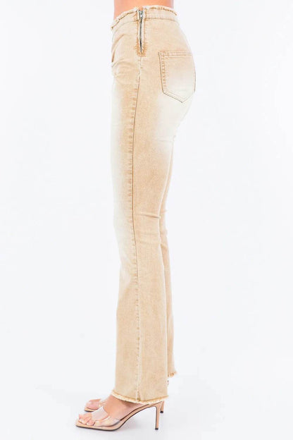 American Bazi V-Cut Ruched Flare Pants Trendsi 17dea340-09f3-4d6f-aead-14a85632a487-Max