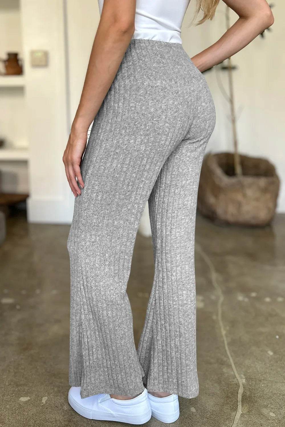 FAM-FAM Ribbed High Waist Flare Pants Trendsi 18c0df7c-3e2d-4db2-82eb-7e59abd8840a-Max