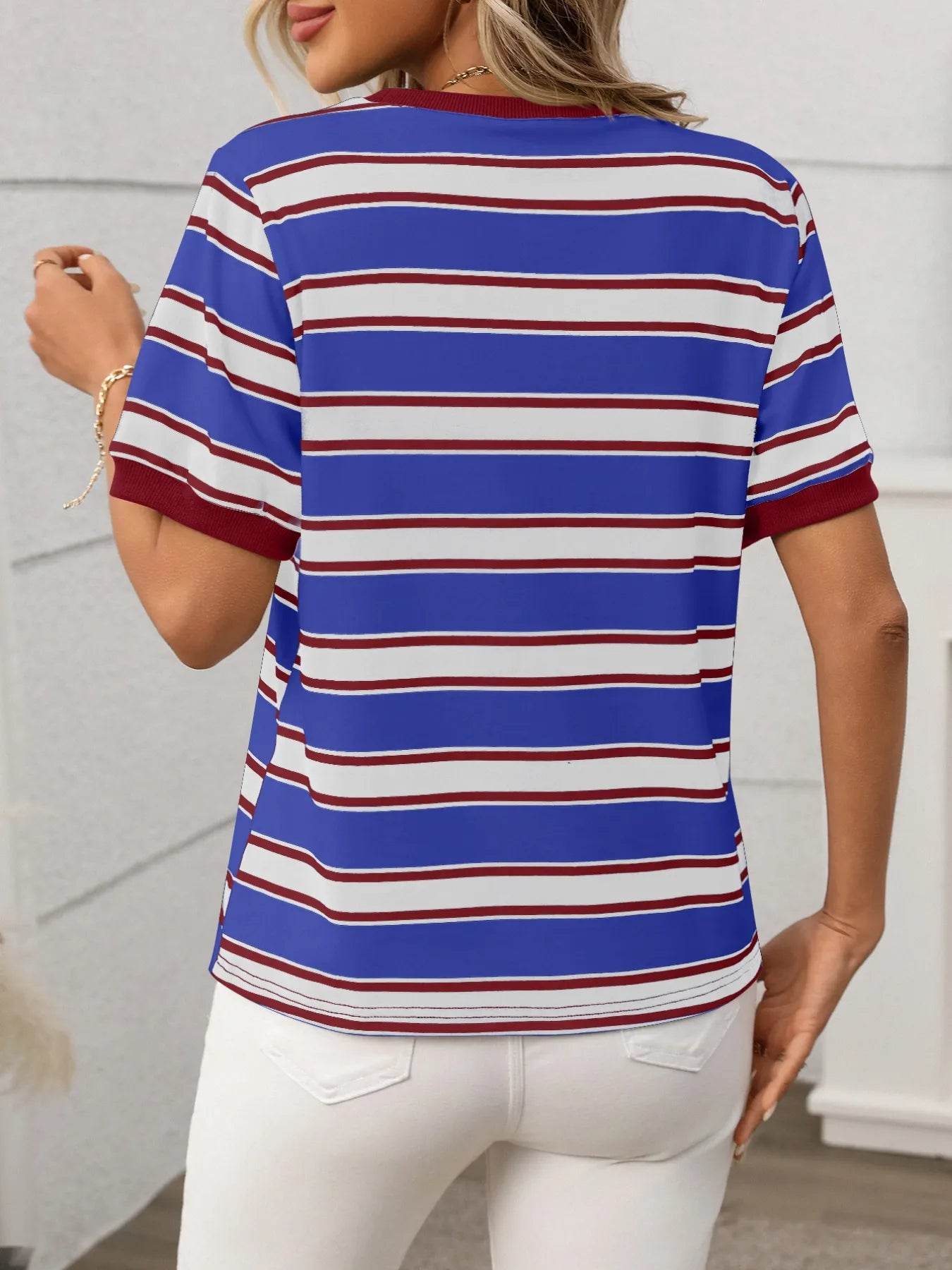 Striped Short Sleeve Crew Neck T-Shirt Trendsi 18d3b524-e442-48dc-8a22-cc715a6cf64a-Max-Origin
