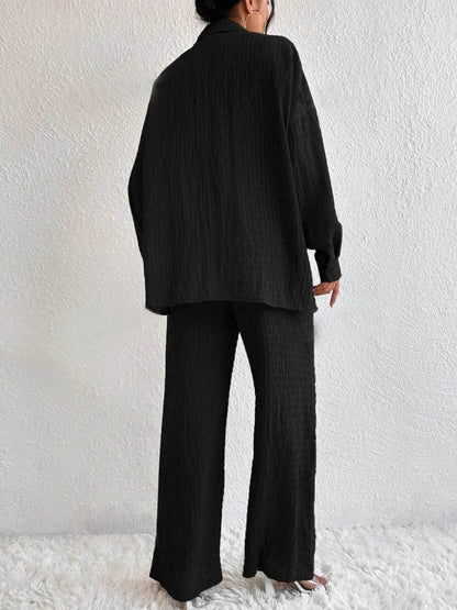 Button Up Long Sleeve Shirt and Pants Set Trendsi 18e7663dfc024f64b6354fed3d3f5609-Max-Origin