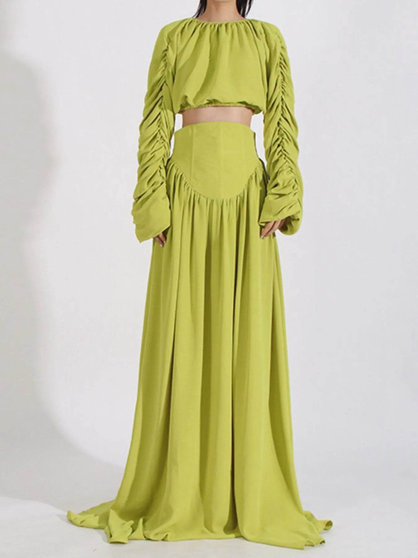 Ruched Long Sleeve Top and High Waist Skirt Set Trendsi 193b581b-f53e-4cee-b599-f80d9a3bfbb6-Max-Origin