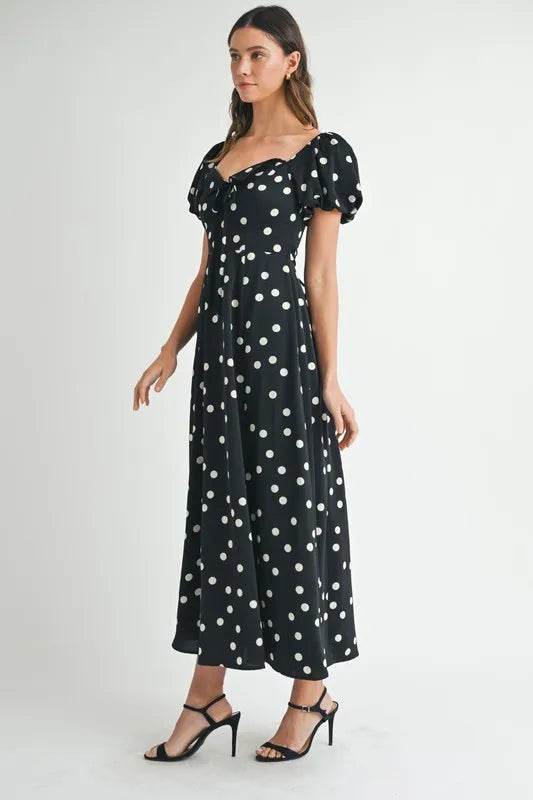 MABLE Polka Dot Puff Sleeve Midi Dress Trendsi 19833ccf5c6c452ab34b4be697bde2fc-Max-Origin