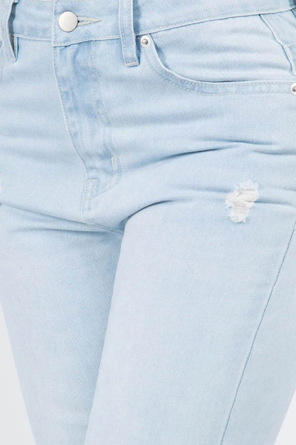 American Bazi High Waist Distressed Raw Hem Jeans Trendsi 198a51fb-21ec-43a4-bbdf-59337493d5ce-Max