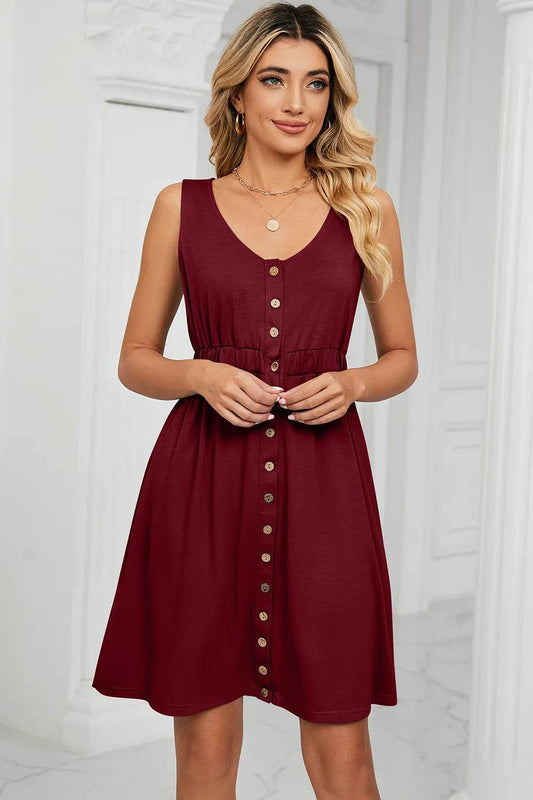 Buttoned Wide Strap Mini Dress Burgundy Trendsi 19b29d1e-4fa2-4447-aad9-e21f00db93e6-Max