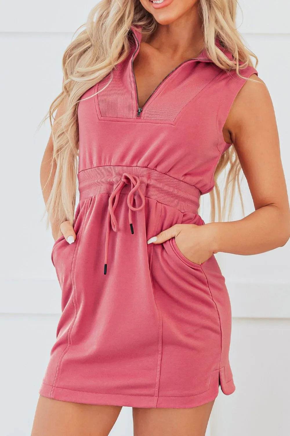 French Terry Zipped Collar Sleeveless Drawstring Waist Mini Dress Trendsi 19b839aa-b002-4caa-9233-38005f955170-Max-Origin