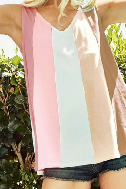 BiBi Cotton Span Knit Color Block Sleeveless Top Trendsi 19ce28ba-bf75-472c-8c48-3bd419366207-Max-Origin