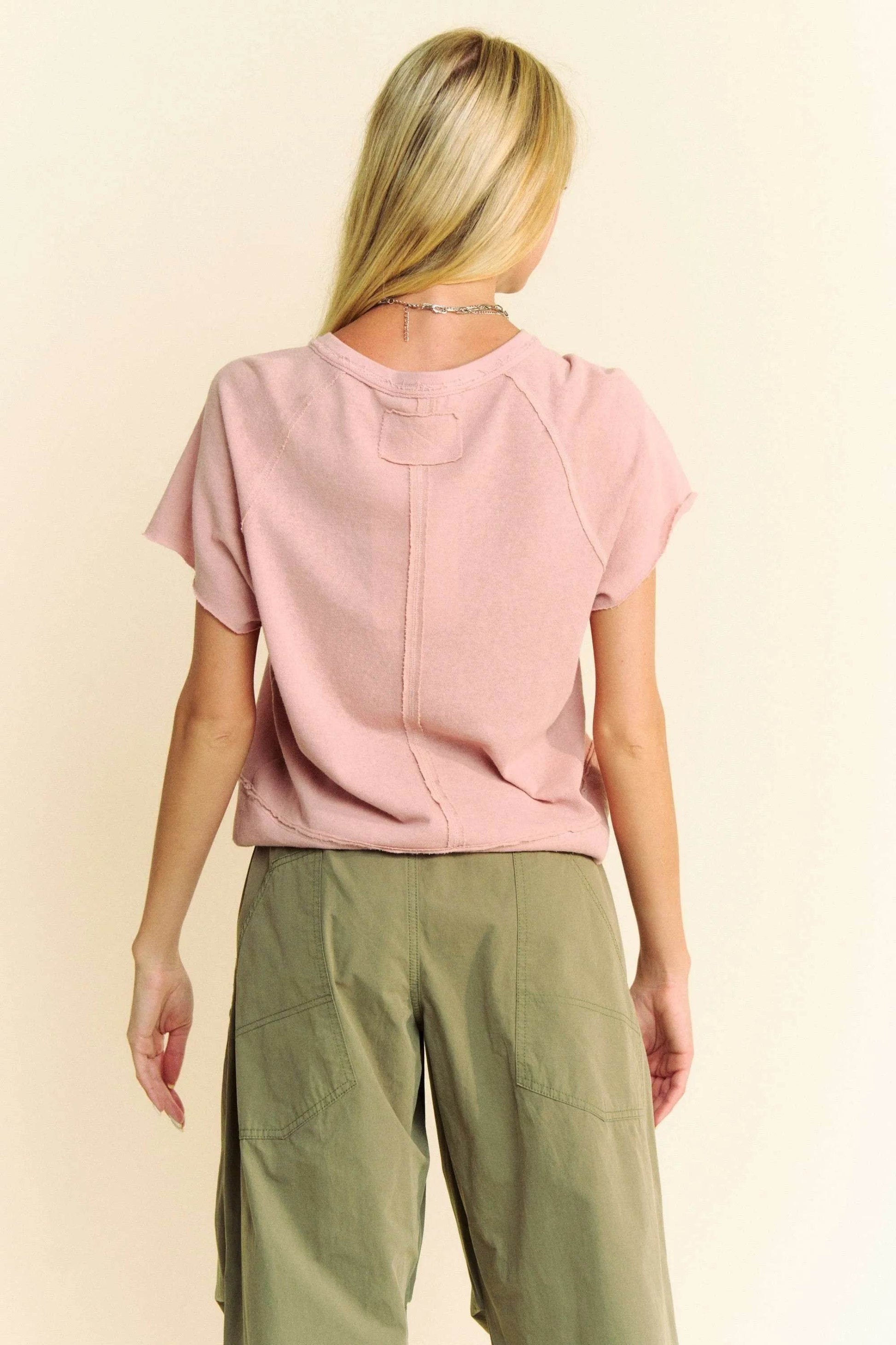 Davi & Dani Breezy Knit Fabric Short Sleeve T-shirt Top Trendsi 19d1c2b6a8d9412392936a988c3dbd30-Max-Origin