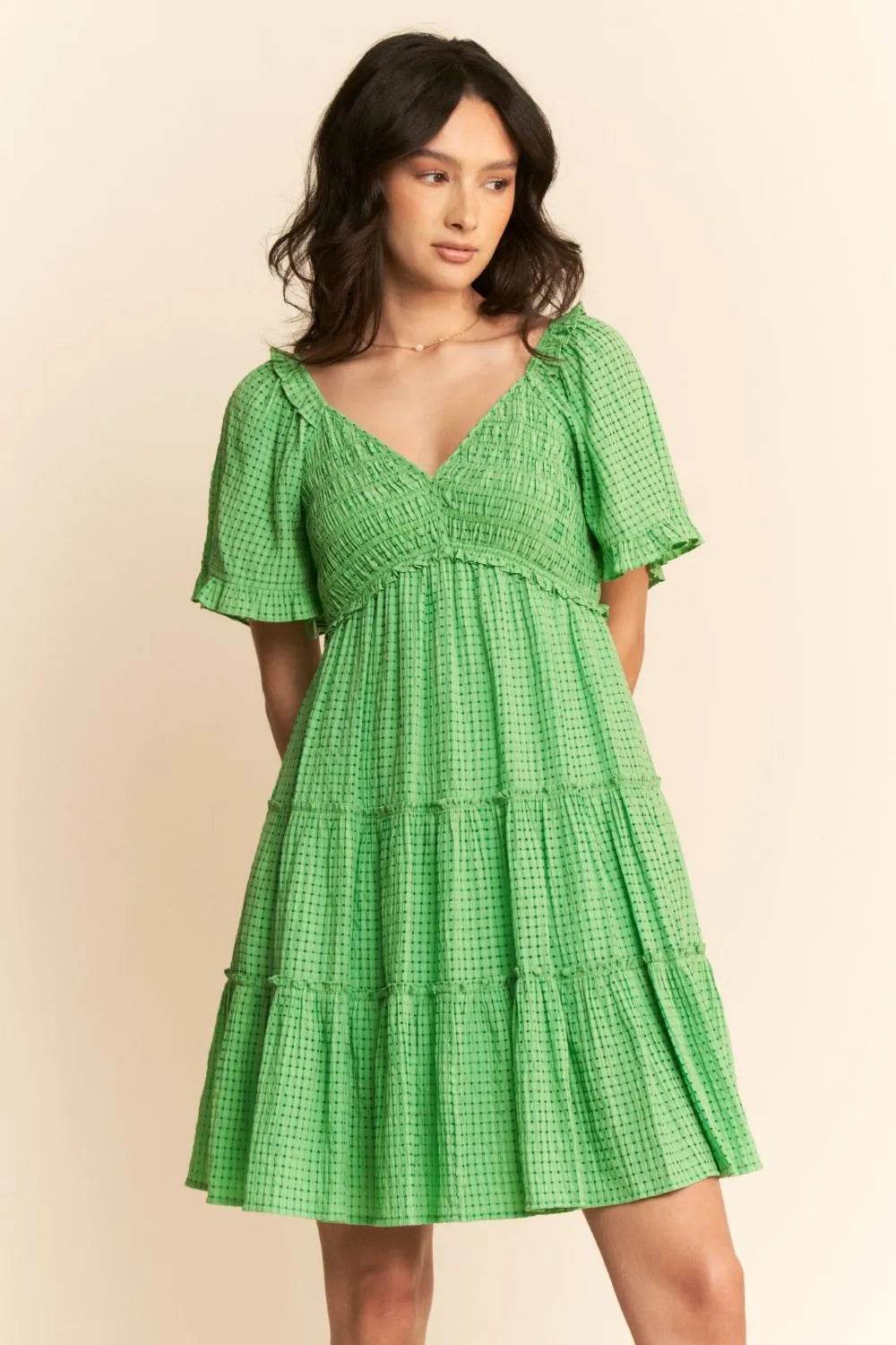 Davi & Dani Jacquard Checker Smocking Tiered Dress Trendsi 19ddeea0-9c7a-492e-b47e-23513b44f1ac-Max-Origin