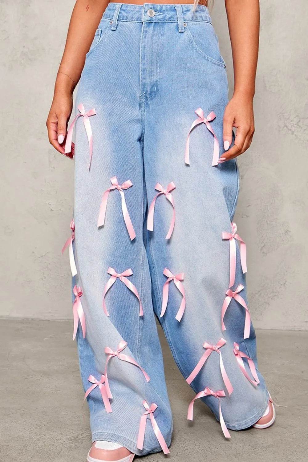 Bow Decorated Wide Leg Denim Jeans Trendsi 1a2df585-a788-4800-9280-7bb76d17c846-Max-Origin