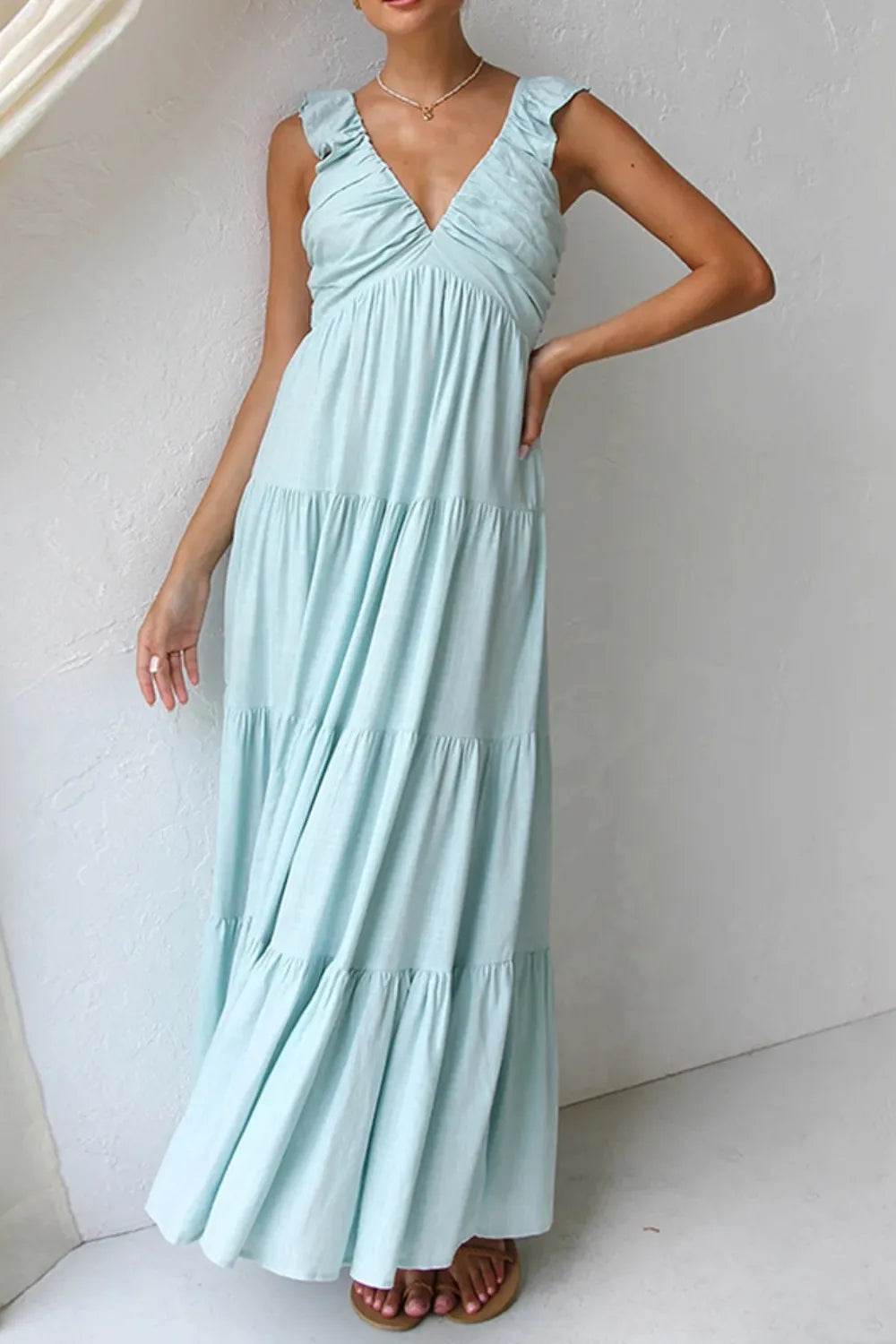 Ruffled V-Neck Tiered Dress Trendsi 1a5ef240-011a-4ac9-bc96-7eb9bf6cff6c-Max-Origin