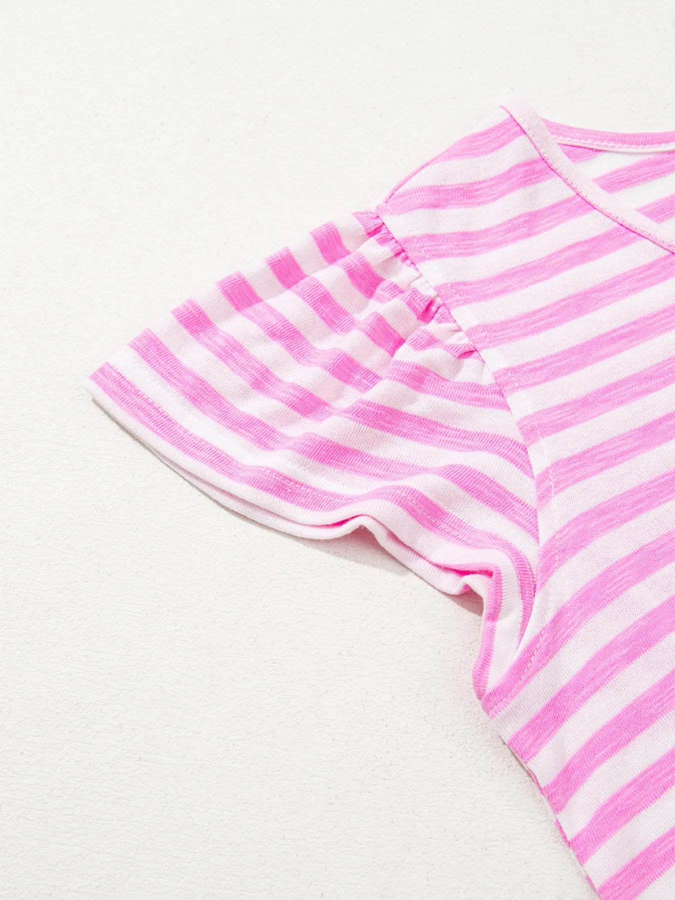 Striped V-Neck T-Shirt Trendsi 1a6db50580584aa895c28764148804fe-Max-Origin