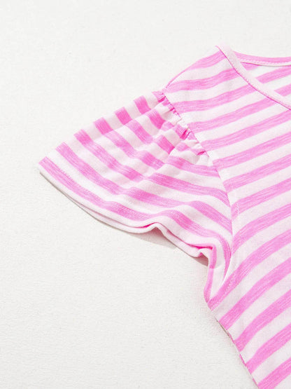 Striped V-Neck T-Shirt Trendsi 1a6db50580584aa895c28764148804fe-Max-Origin