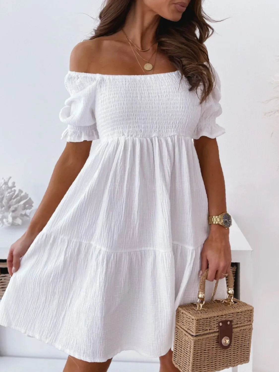 Smocked Off-Shoulder Mini Dress Trendsi 1aa3a0fb-3325-499d-b6b6-dfafe93063b6-Max-Origin