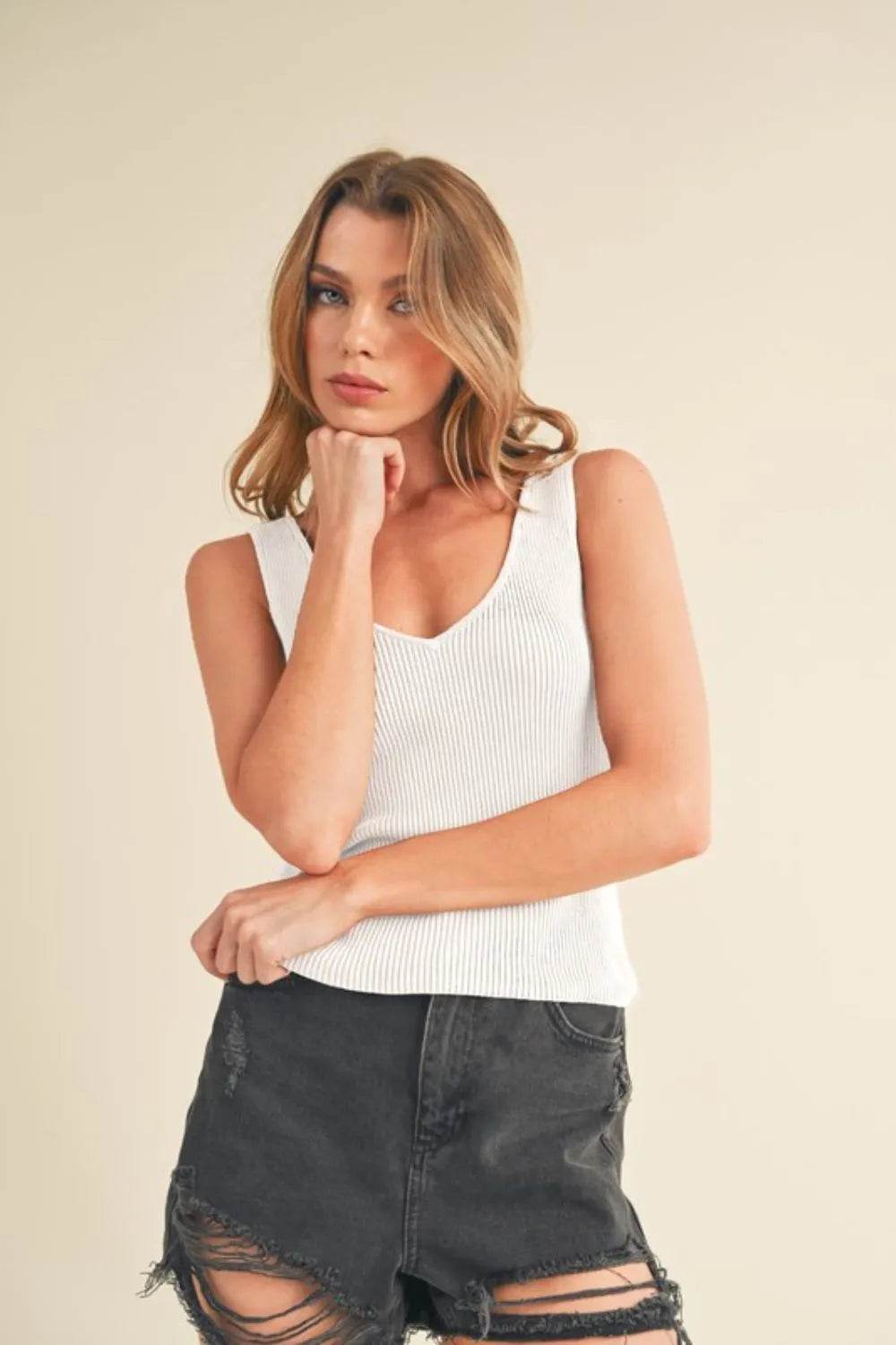 Aemi + Co Ribbed Wide Strap Knit Tank White Trendsi 1ab3d419-bbbe-4dc1-ab99-1d42c4f8515c-Max