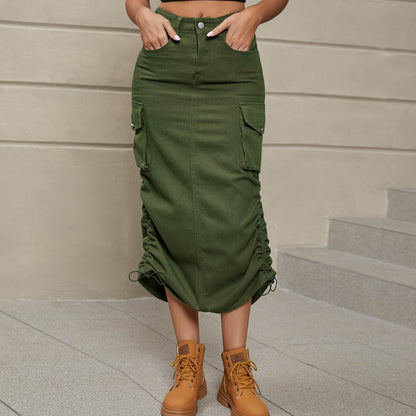 Drawstring Ruched Slit Denim Midi Skirt Trendsi 1ab582fa528840e5b37131c1c26a6c8a-Max