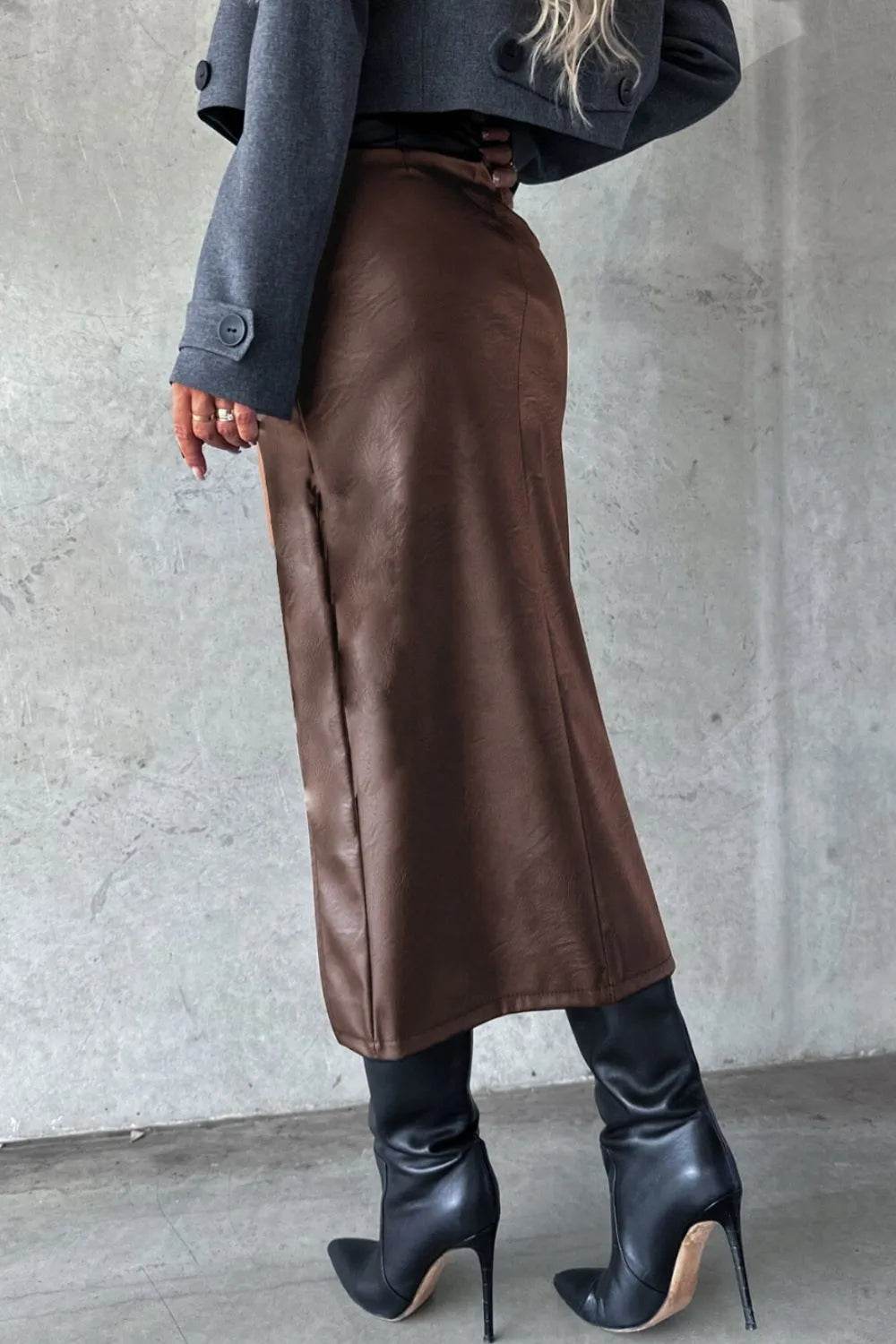 Slit Midi Skirt with Pockets Trendsi 1ac8bec7-1449-466c-9b3b-deb90324d3af-Max