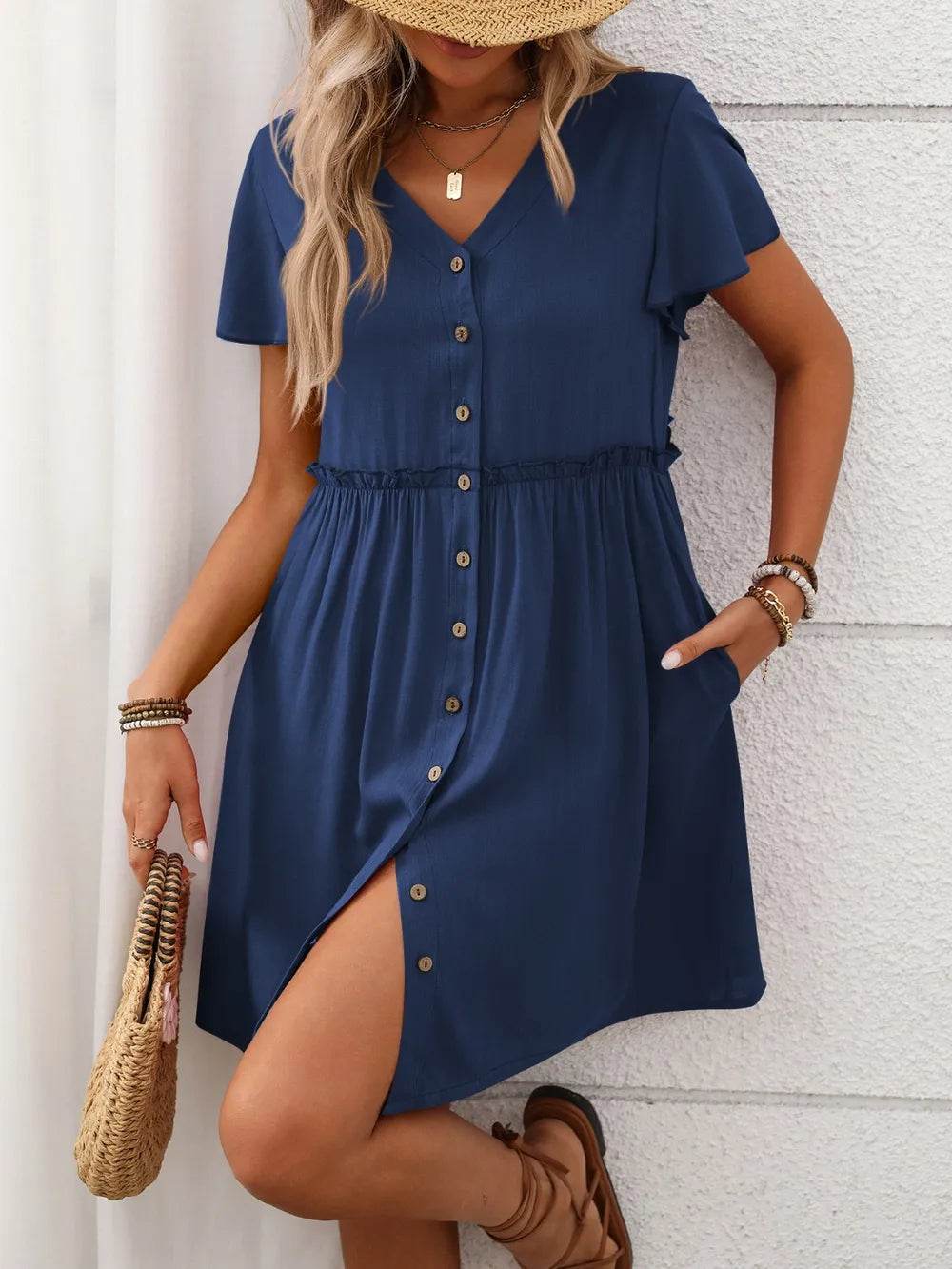 Button Front Flutter Sleeve Dress Trendsi 1af8a8ee-17d5-4c7c-8d74-78477818e917-Max