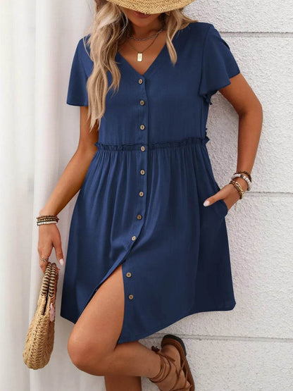Button Front Flutter Sleeve Dress Trendsi 1af8a8ee-17d5-4c7c-8d74-78477818e917-Max