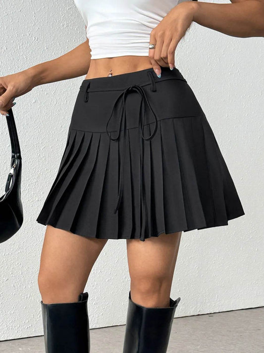 Tied Pleated Mini Skirt Black Trendsi 1b0c4173-2aac-4950-888f-4308b6cd71f4-Max-Origin