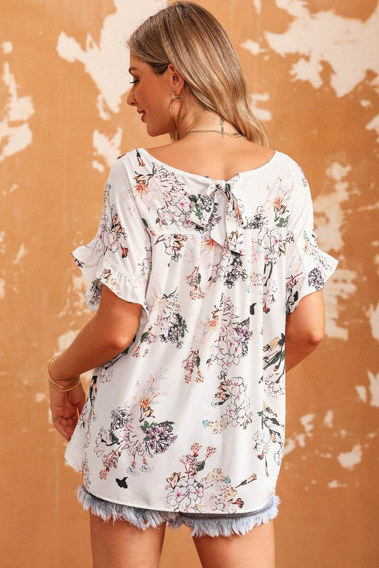 Floral Boat Neck Flounce Sleeve Blouse Trendsi 1b14ca3c39cb4818b7c60814fe489eae-Max