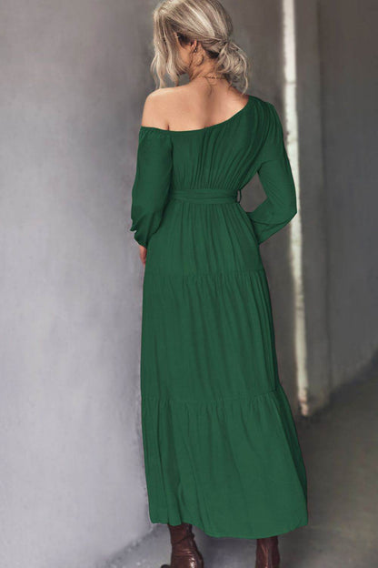 Belted One-Shoulder Tiered Maxi Dress Trendsi 1b3e382098a4481fa22485201576819a-Max