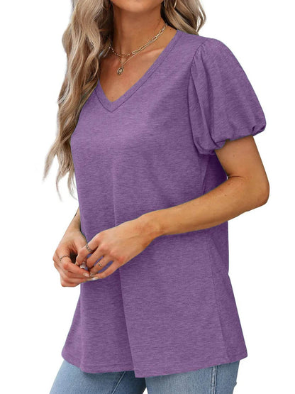 V-Neck Puff Sleeve Casual T-Shirt Trendsi 1b41dd388e0d4a0e85076cd2ebde5f6b-Max-Origin