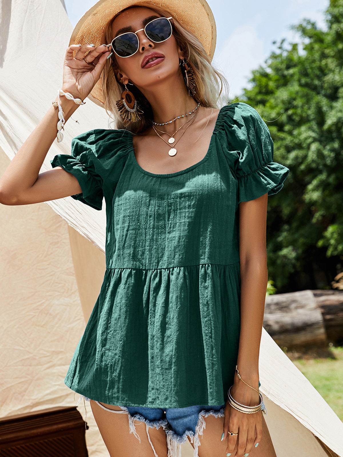 Scoop Neck Flounce Sleeve Blouse Trendsi 1b7ea4669aa2424d8189b0898df36470-Max