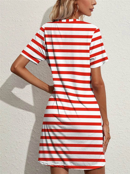Contrast Striped Round Neck Short Sleeve Dress Trendsi 1ba0dcec-396e-4a86-b40e-7149b6302cdb-Max-Origin