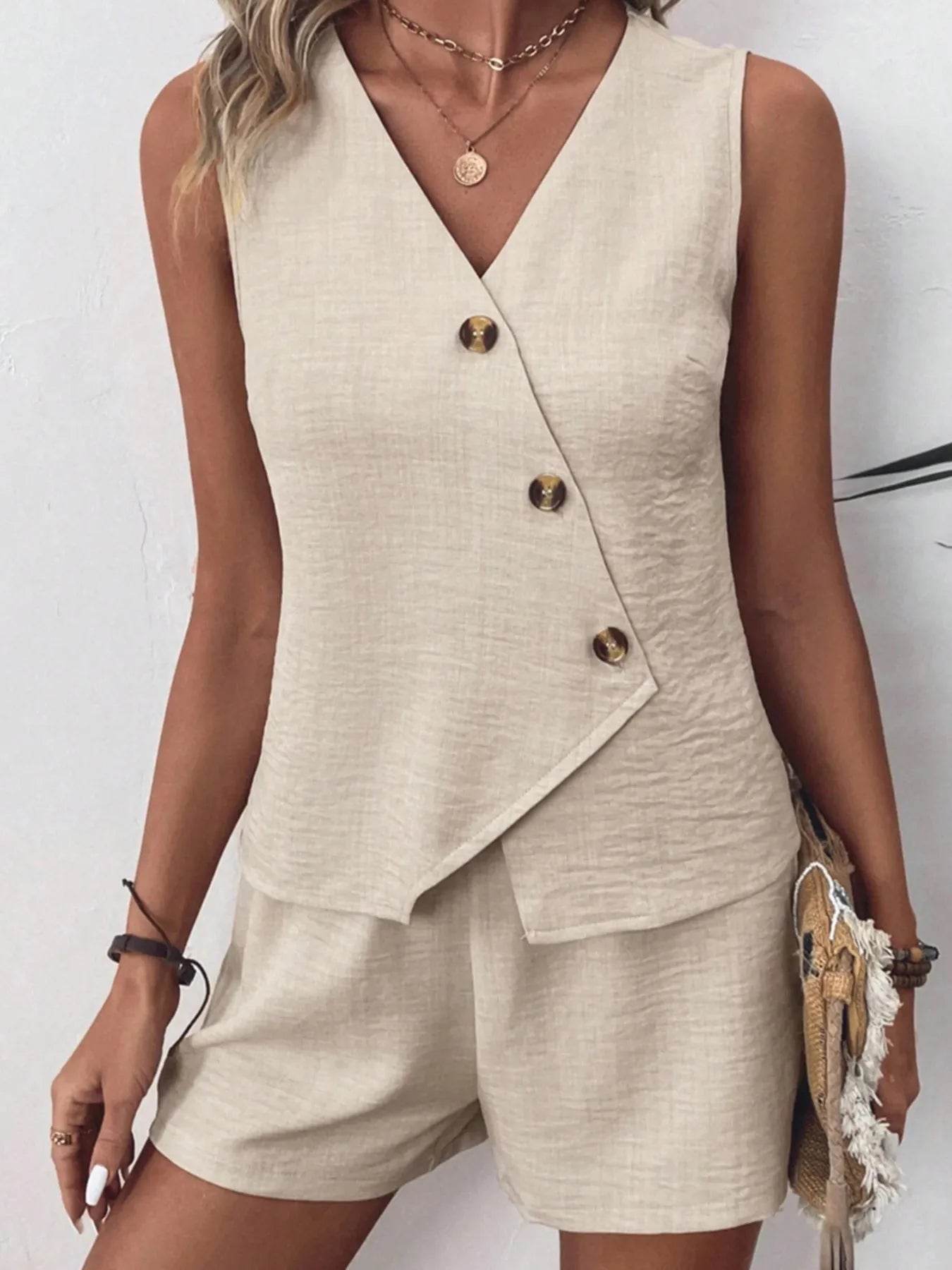 Button Up Vest and Shorts Set Trendsi 1bd73a567d344222b31bd58ac47fd424-Max-Origin