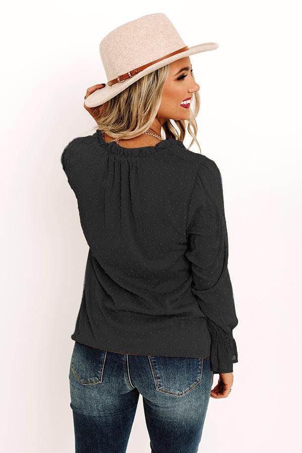 Swiss Dot Tie Neck Flounce Sleeve Blouse Trendsi 1c0f5d1108984125add16abc0976f75d-Max