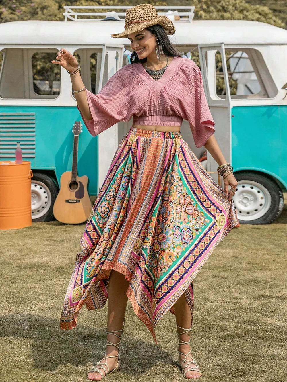 Printed High Waist Handkerchief Hem Skirt Trendsi 1c1480bf-5e34-4852-bbb8-def9d56a5b99-Max