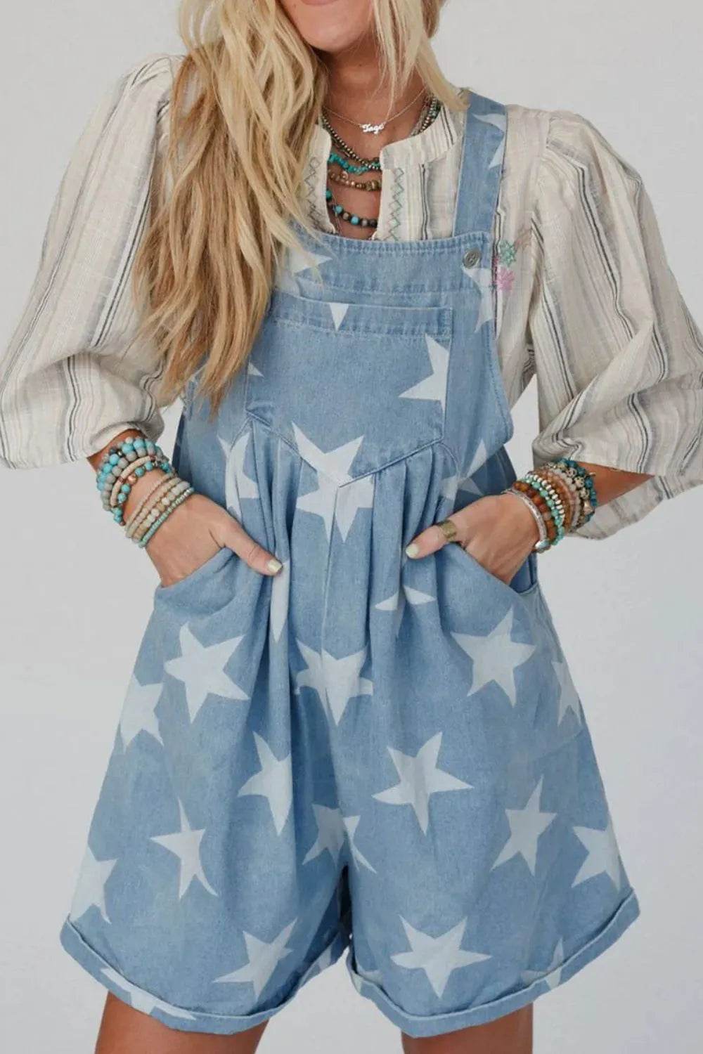 Star Print Square Neck Denim Overalls Trendsi 1c28d928-ba52-476d-94a0-6b226edd2952-Max