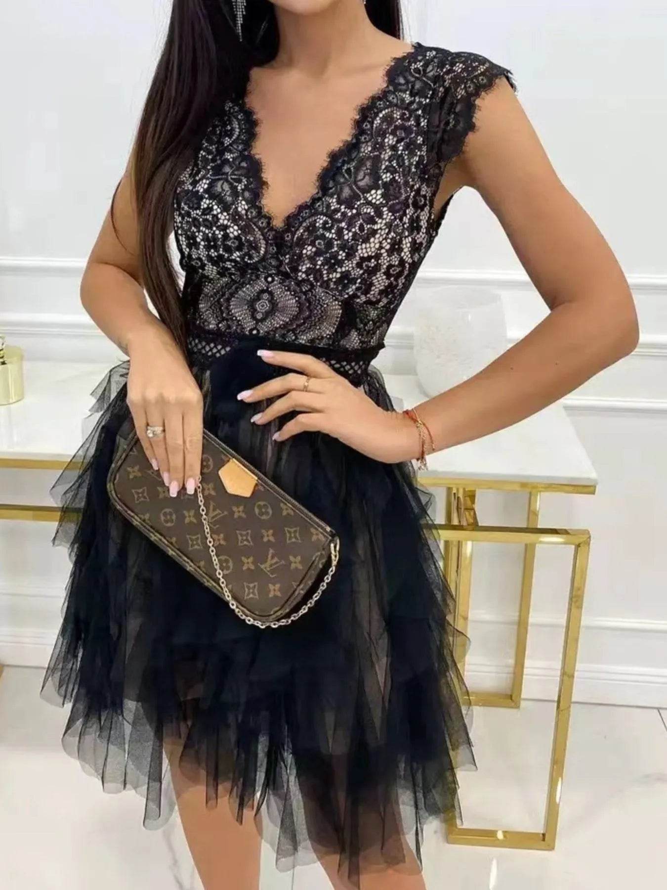 Lace V-Neck Ruffle Dress Black Trendsi 1c4fcabf-eeee-4ab0-9311-0ed3a35d825a-Max-Origin