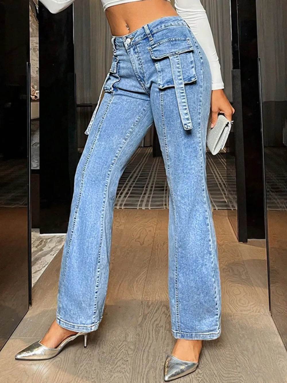 Mid Rise Straight Jeans with Cargo Pockets Trendsi 1c792081-de93-4e49-b5bb-8836d9e53032-Max