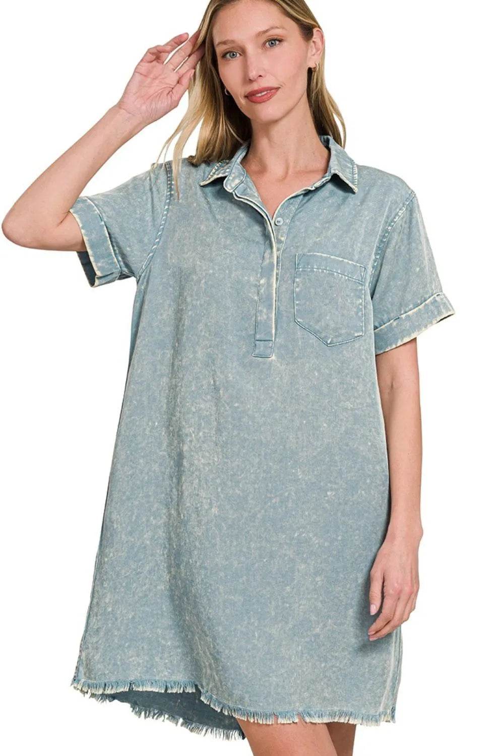 Zenana Tencel Mineral Washed Collared Shirts Dress BLUE GREY Trendsi 1ca4a53e-4aff-4ec2-ab71-1426f19191f5-Max-Origin