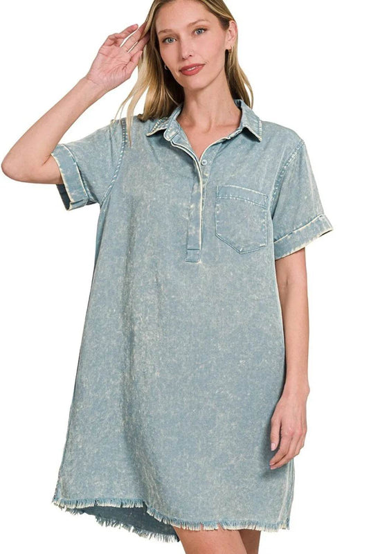 Zenana Tencel Mineral Washed Collared Shirts Dress BLUE GREY Trendsi 1ca4a53e-4aff-4ec2-ab71-1426f19191f5-Max-Origin