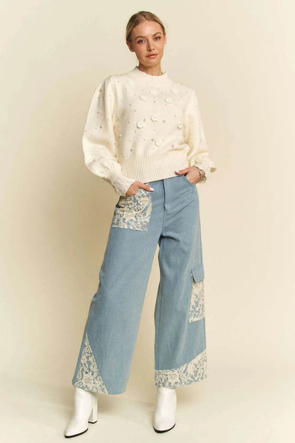 Davi & Dani Lace Applique Wide Leg Jeans Trendsi 1cbc8604-9e6c-495d-91fe-3b50ec93a69e-Max