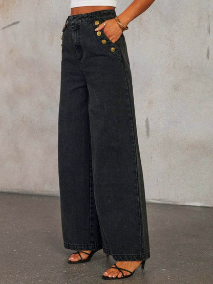 Button Decor High Rise Wide Leg Jeans Trendsi 1cd33ad9-a187-49c5-998c-061c2fb72c54-Max