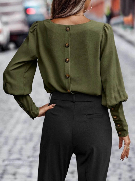 Round Neck Lantern Sleeve Blouse Trendsi 1ce92fd90d8242388e262b99c0ffdd9b-Max