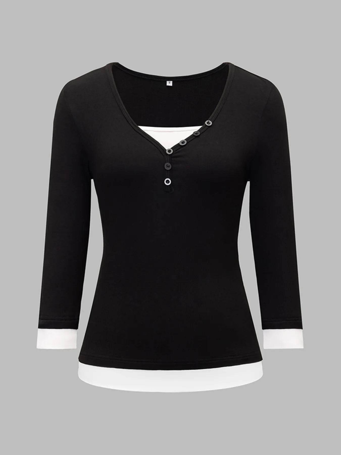 Contrast Trim Long Sleeve T-Shirt Trendsi 1cf012926b8a4a2cacde66e9b592dd66-Max-Origin